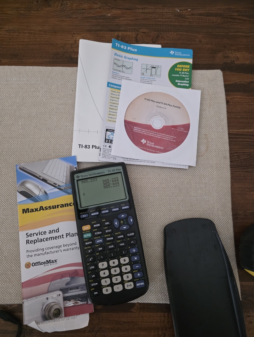 Texas Instruments Graphing Calculator in Black with Gray Keys Ti 83 With Manual